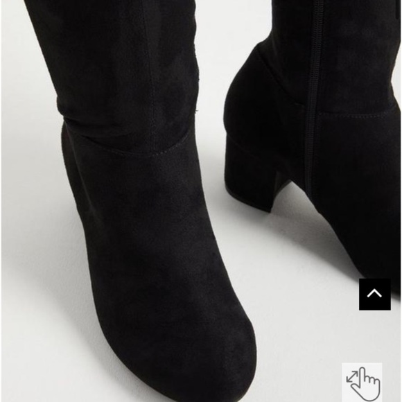 NWOB Torrid Black Faux Suede Stretch Over The Knee Heeled Boot Extra Wide - Picture 7 of 15